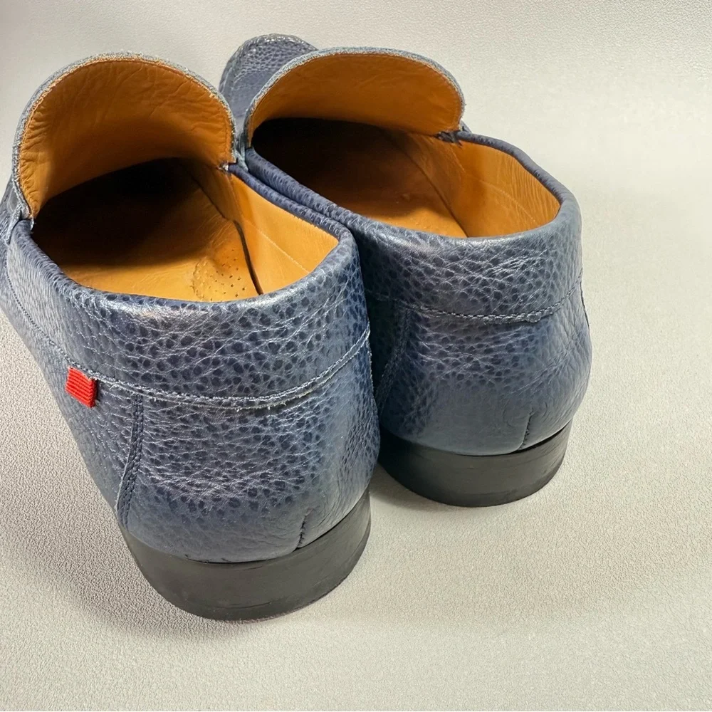 MARC JOSEPH NEW YORK Windsor Place Blue Pebbled Leather Penny Loafers